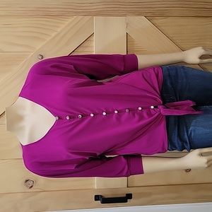 Kim Rogers | Button & Tie Detail Top | Medium